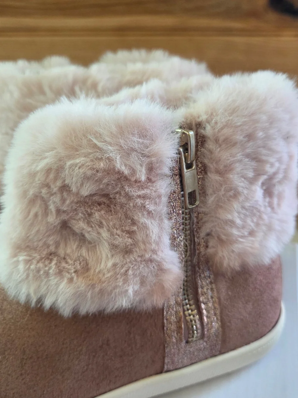 Sugar Girls Pink Faux-Fur Suede Ankle Boots